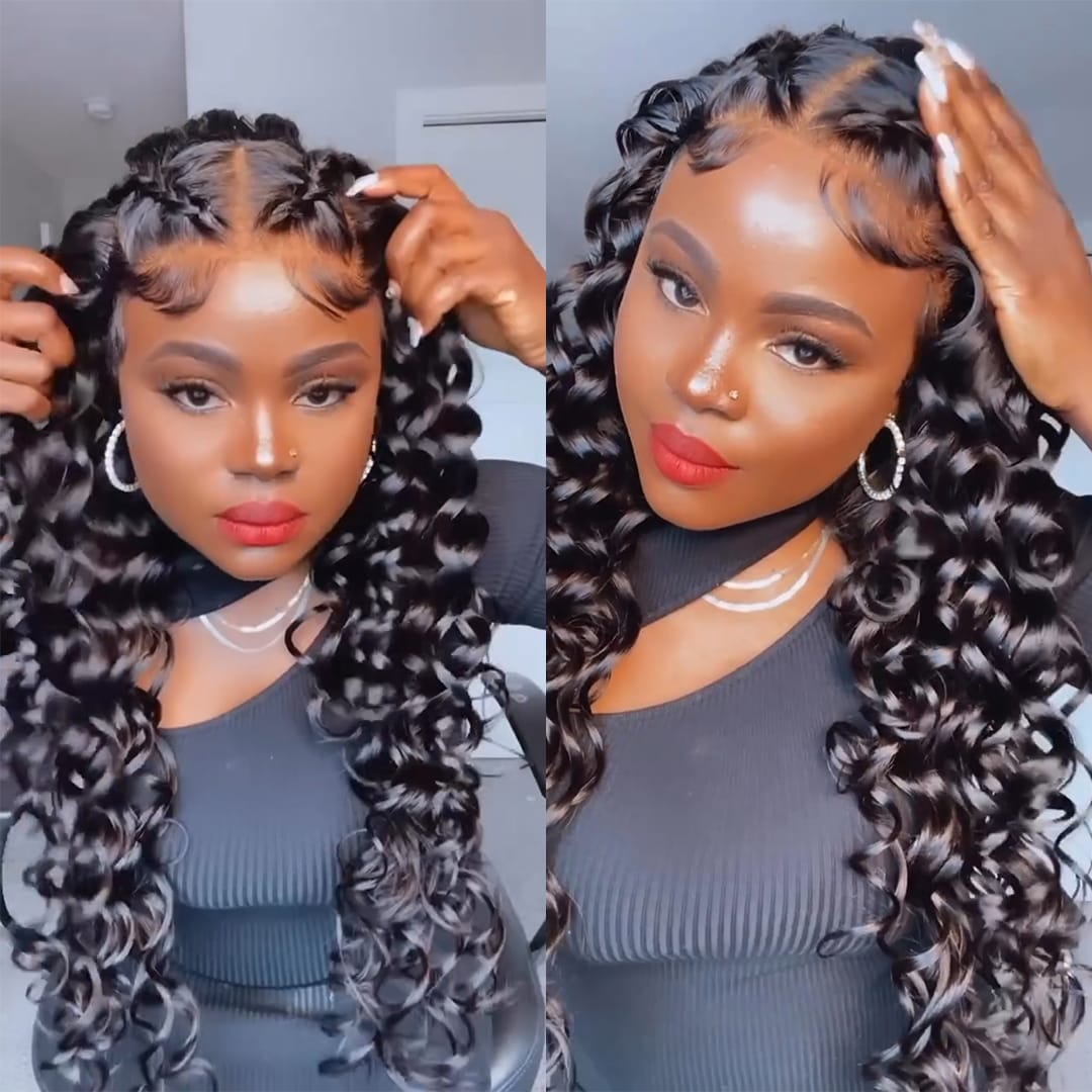 AILUXY Perruque Lace Front 13x4 Tressée 100% Cheveux Humains Ondulée Naturelle | Identique à la Photo