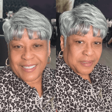 AILUXY Perruque courts personnalisés Style gris