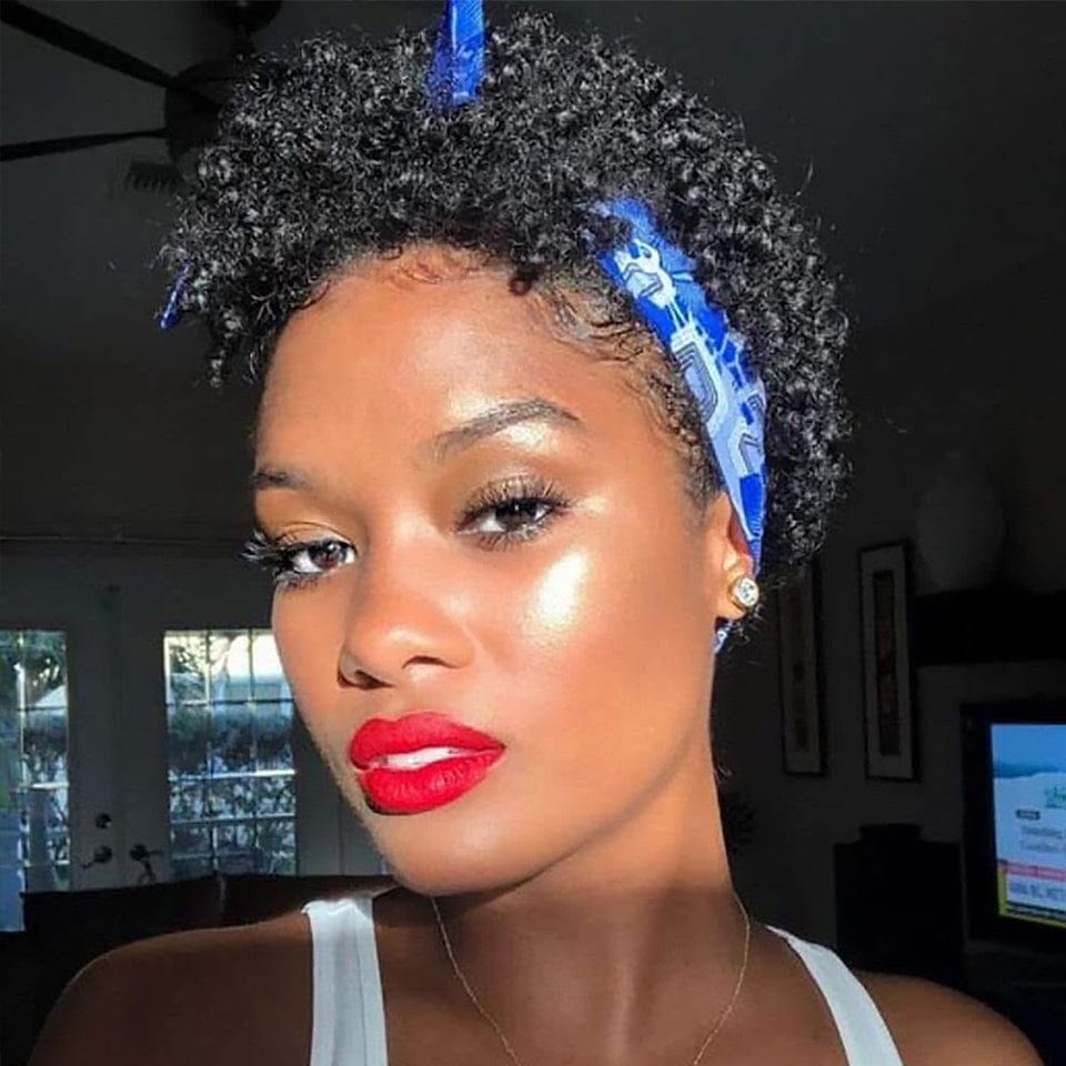 AILUXY Perruque courts personnalisés lace 13x4 afro style