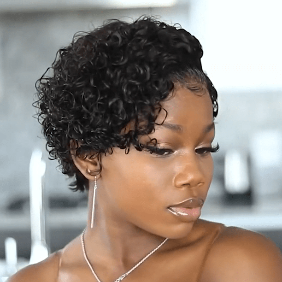 AILUXY Perruque courte Pixie Cut 13X4 100 % cheveux humains Identique à la photo