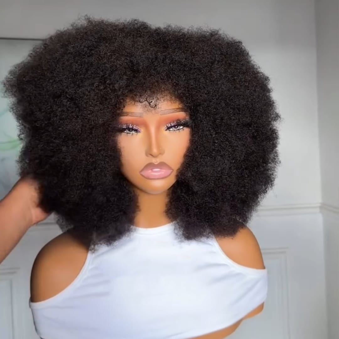 AILUXY Perruque Afro Kinky Curly Noire | Volume Extra Large, Look Naturel
