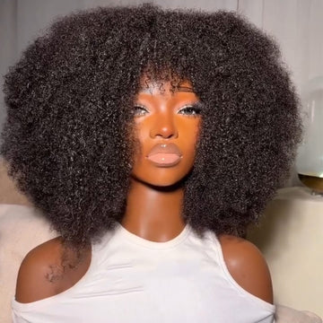AILUXY Perruque Afro Kinky Curly Noire | Volume Extra Large, Look Naturel