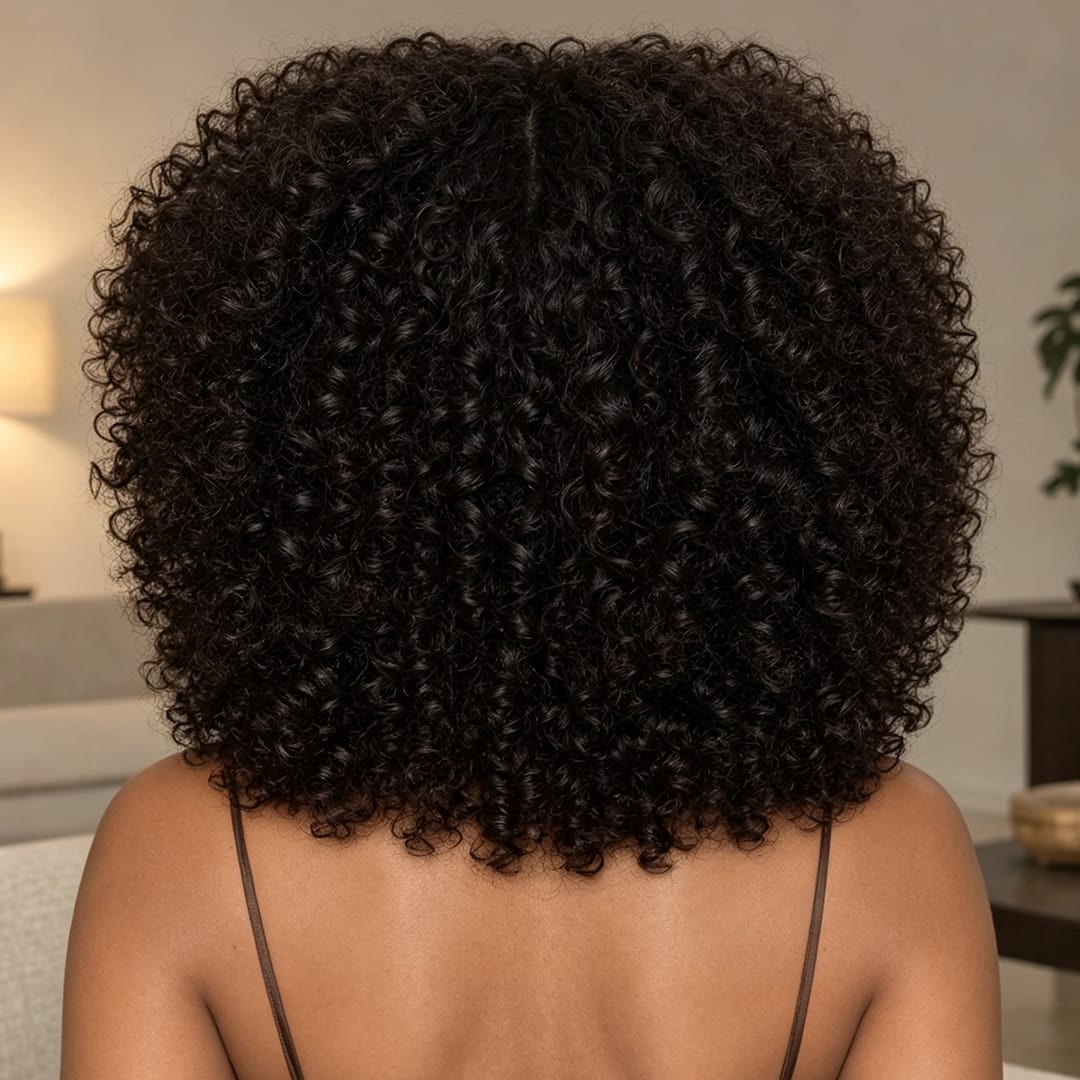 AILUXY Perruque Bob Curly Avec Frange Sans Colle 100% Cheveux Humains