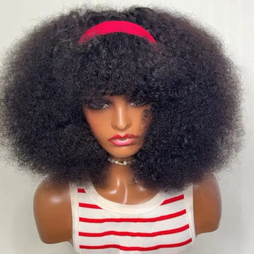 AILUXY Perruque Magnifique afro Bandeau à Frange, Volume Impressionnant au Naturel