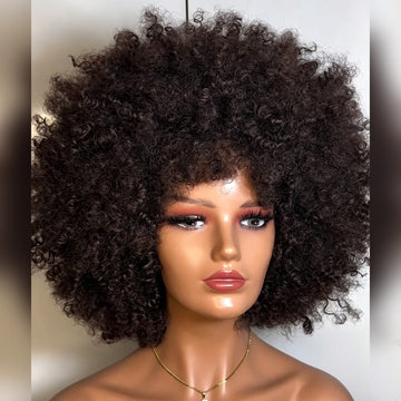 AILUXY Perruque Bob Afro Kinky Bouclée Noire Volumnieuse –  Style Ultra-Naturel et Polyvalent