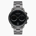 Nordgreen Pioneer 42mm Black Chronograph with Gun Metal Strap Watch