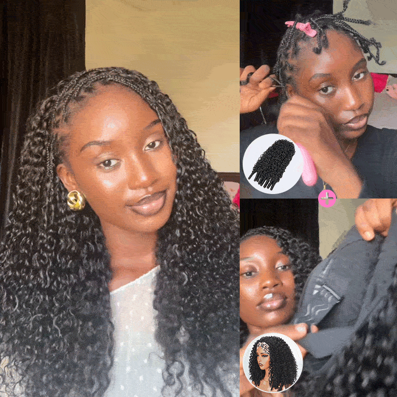 FIXED PRICE|QVR #99J Highlight Miracle Knots X Half Wig Hack Seamless Miracle Braids Human Hair Crochet Weave Hair Extension