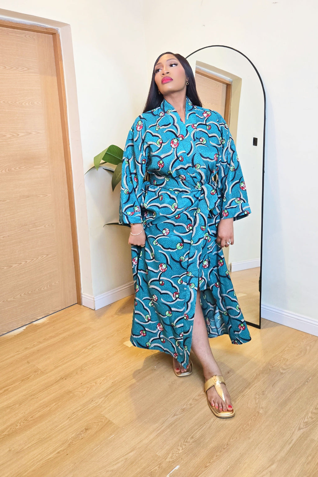 Eniola African Print Pajamas Pants Set (Teal)