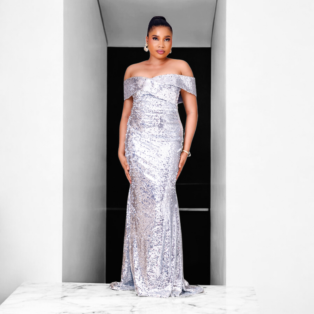 Audrey Sequin Mermaid Dress (Silver)