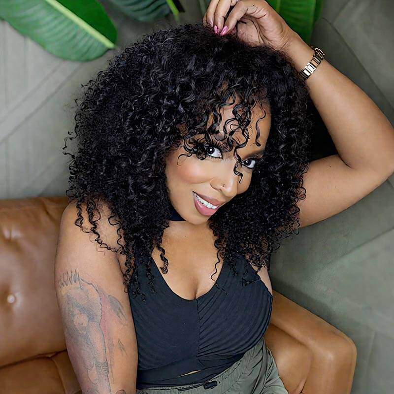 Lite Edition|QVR Small Kinky Curly Miracle Knots Natural Black Feather Crochet Human Hair|Lightweight Crochet Weave Hair Extension