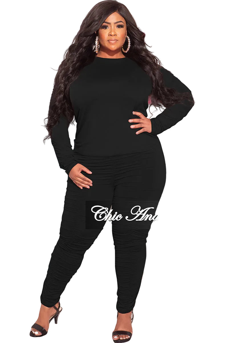 Final Sale Plus Size 2-Piece Top and Pants in Black