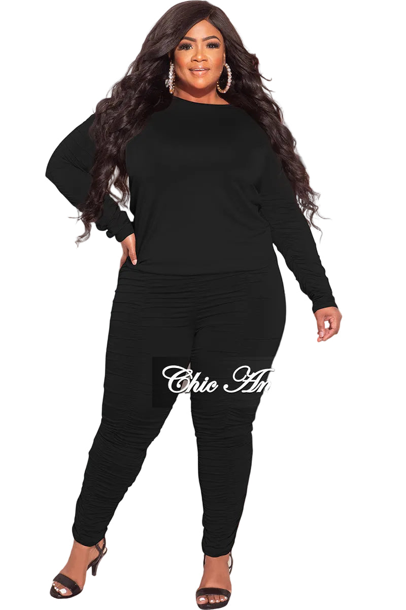 Final Sale Plus Size 2-Piece Top and Pants in Black