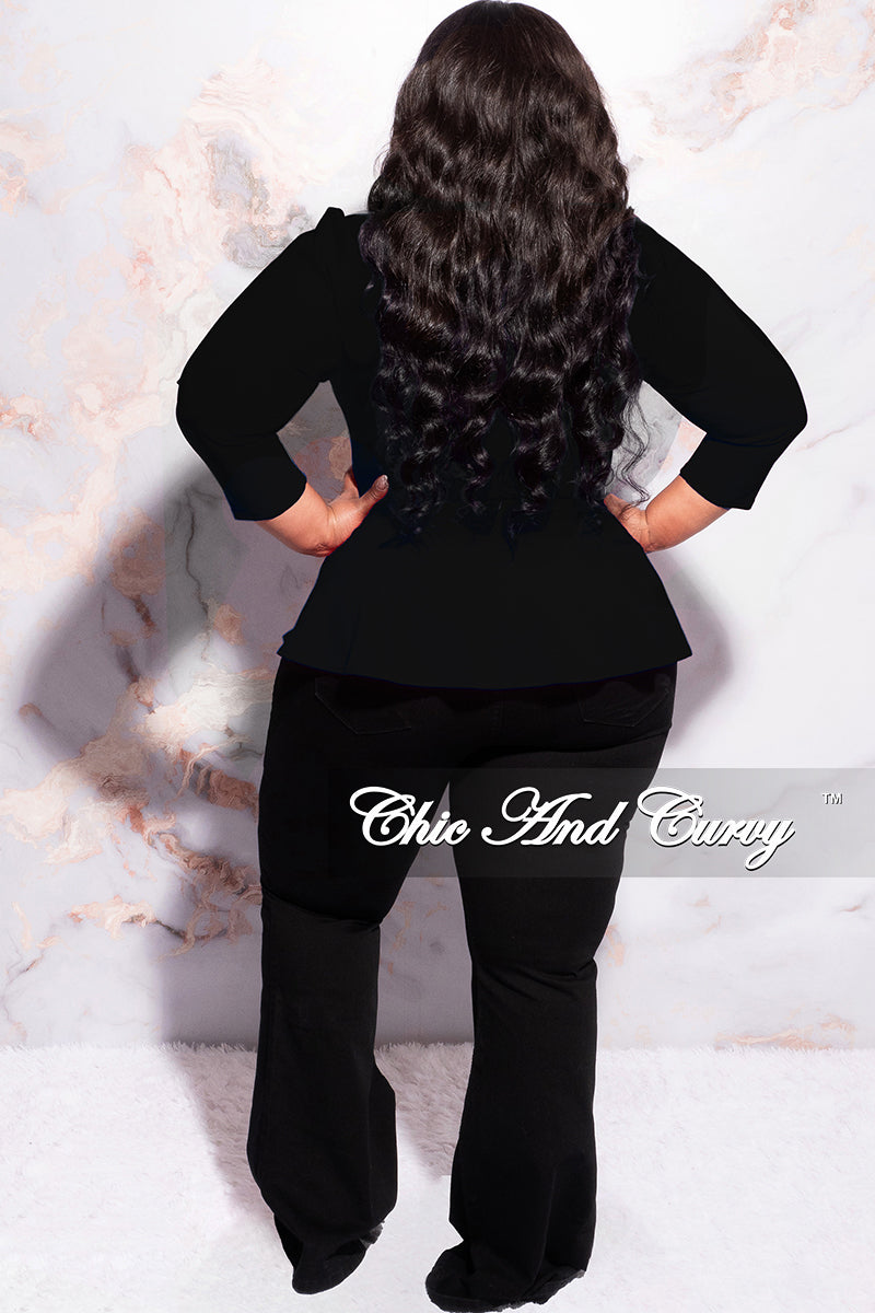 Final Sale Plus Size Button Peplum Top in Black