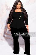 Final Sale Plus Size Button Peplum Top in Black
