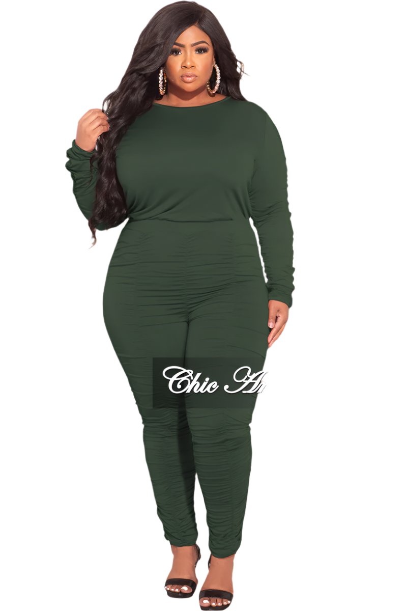 Final Sale Plus Size 2-Piece Top and Pants in Olive