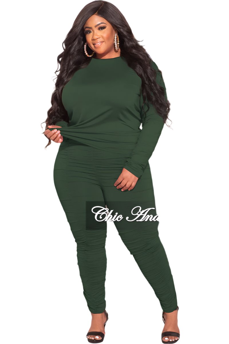 Final Sale Plus Size 2-Piece Top and Pants in Olive