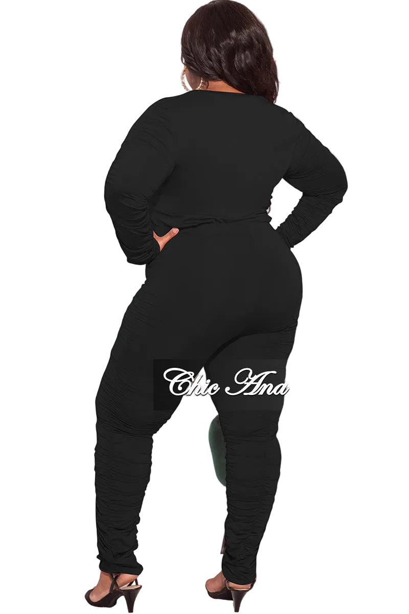 Final Sale Plus Size 2-Piece Top and Pants in Black
