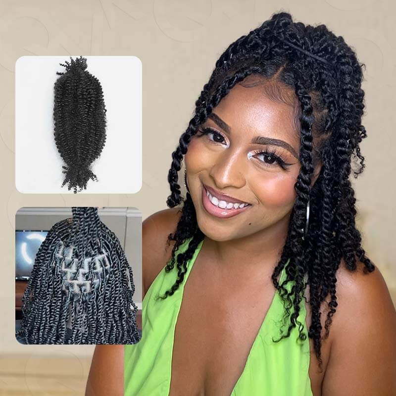 B3G1|Natural Black Spring twist For Type 4A/3C Hair