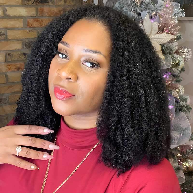 B3G1|Afro Kinky Curly Feather Crochet Human Hair