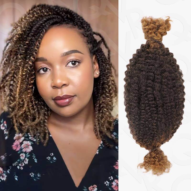 QVR Ombre Afro Kinky Bulk Braids Hair Extensions for Passion Twists & Locs