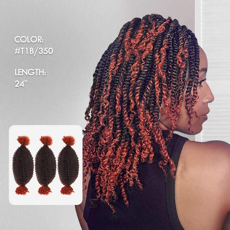 QVR Ombre Afro Kinky Bulk Braids Hair Extensions for Passion Twists & Locs