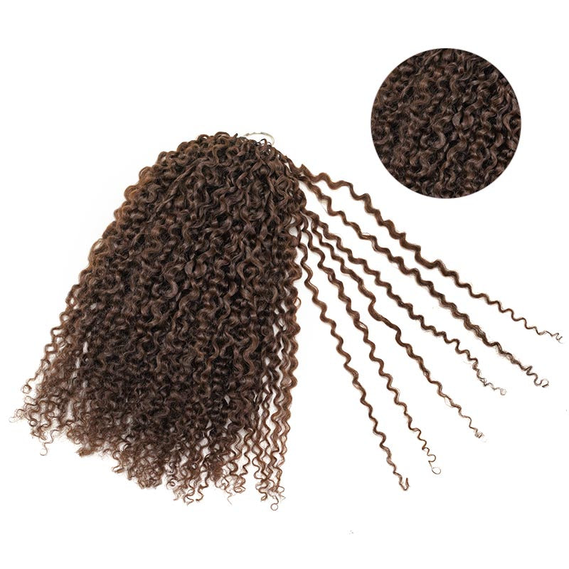QVR Dark Brown #4 Tight Curly Feather Crochet Human Hair Miracle Knots Crochet Weave Hair Extension