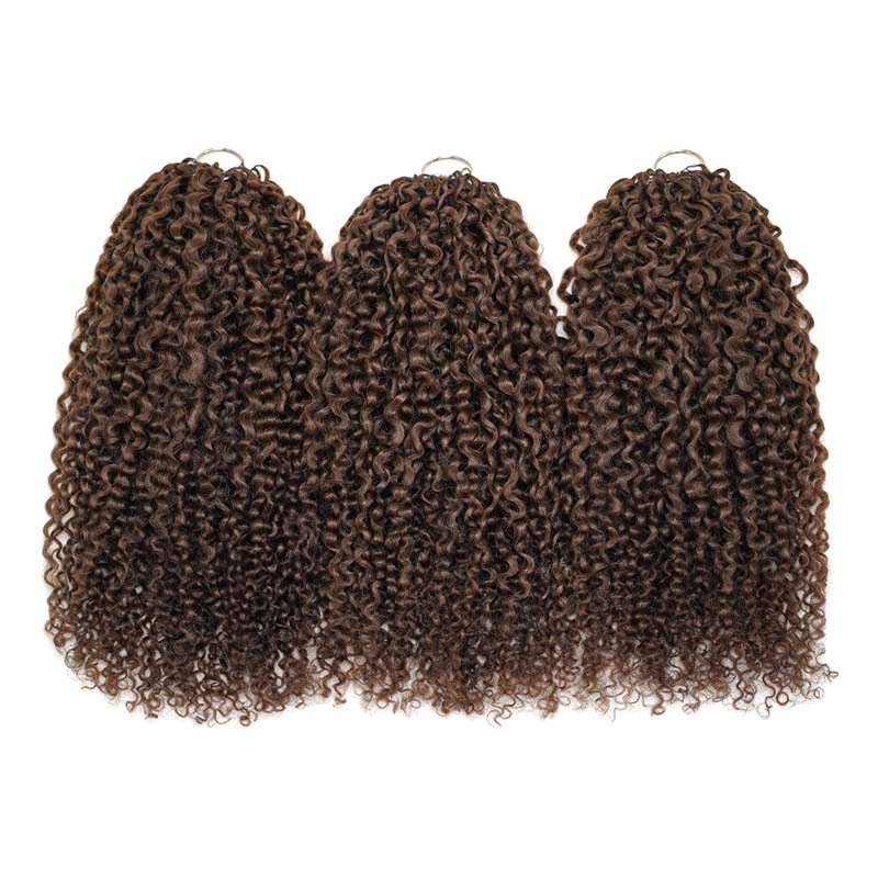 QVR Dark Brown #4 Tight Curly Feather Crochet Human Hair Miracle Knots Crochet Weave Hair Extension