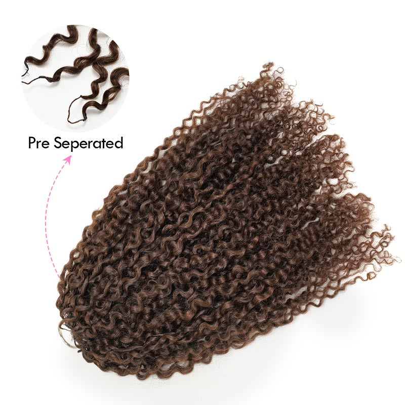 QVR Dark Brown #4 Tight Curly Feather Crochet Human Hair Miracle Knots Crochet Weave Hair Extension