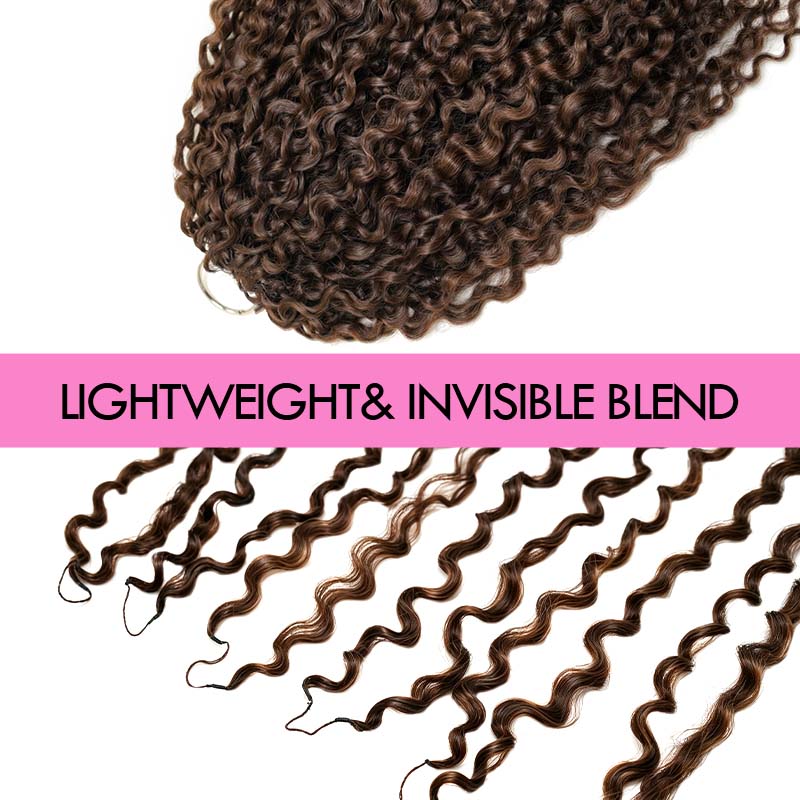 QVR Dark Brown #4 Tight Curly Feather Crochet Human Hair Miracle Knots Crochet Weave Hair Extension