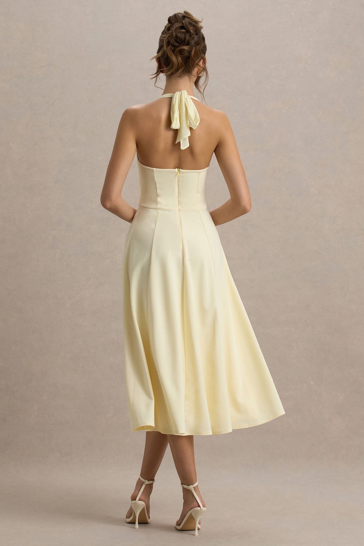 Auburn | Robe Mi-Longue Jaune Citron à Encolure Licou