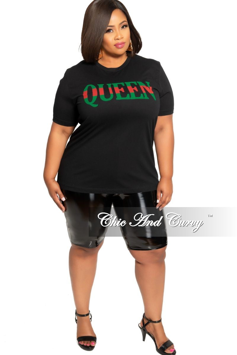 Final Sale Size Plus Patent-Leather Bermuda Shorts in Black