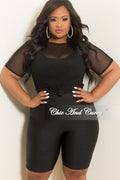 Final Sale Plus Size Mesh Tie Top in Black