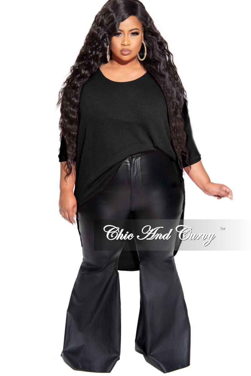 Final Sale Plus Size Knitted High-Low Top in Black