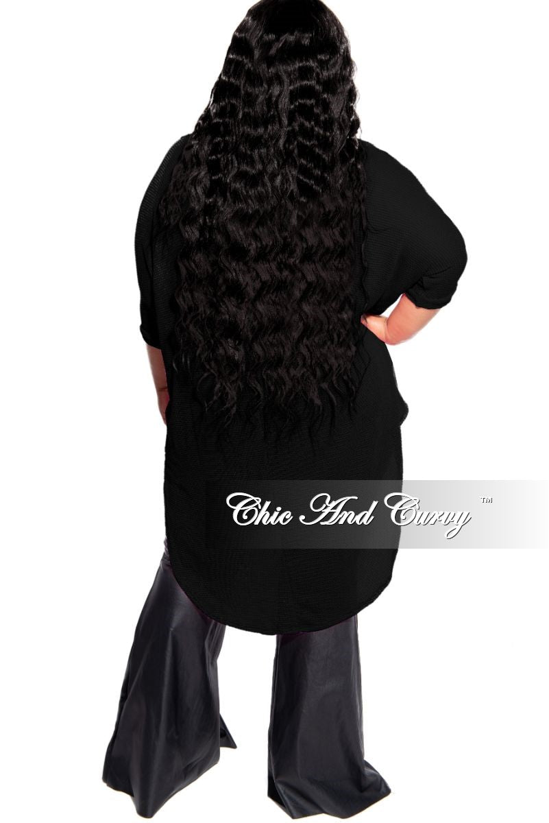 Final Sale Plus Size Knitted High-Low Top in Black